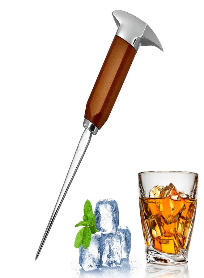 MOASIOP Ice pick for breaking ice, 8.85-inch long ice pick with wooden handle, stainless steel ice pick tool, suitable for kitchen, bar, bartender, home and commercial use. - Image 1